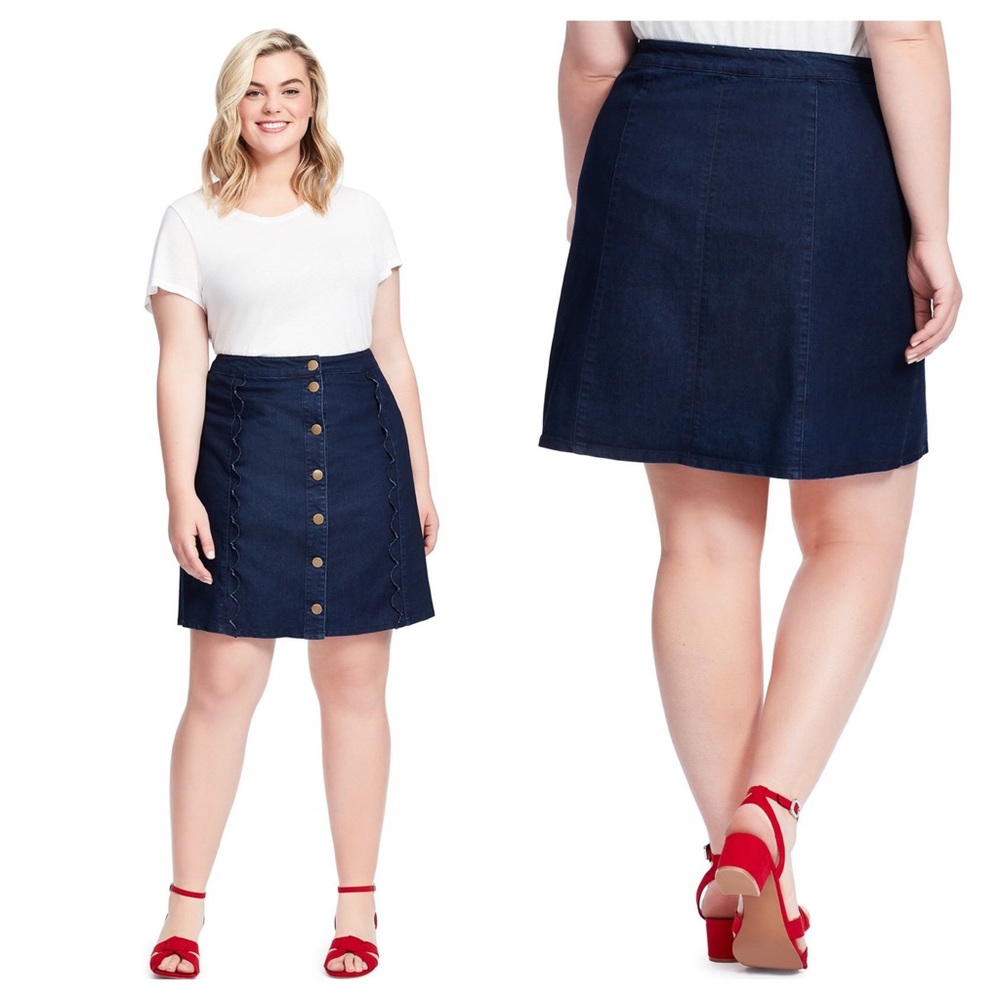 Draper James | Scallop Detail Denim Skirt